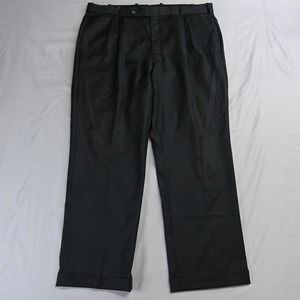 Tom James Royal Classic 40‎ x 32 Gray Relaxed Cuffed Superfine Wool Dress Pants